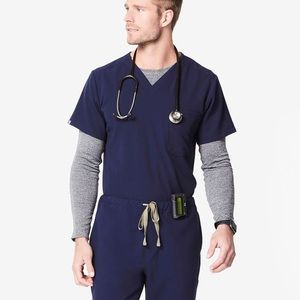FIGS NAVY BLUE MENS SCRUB TOP